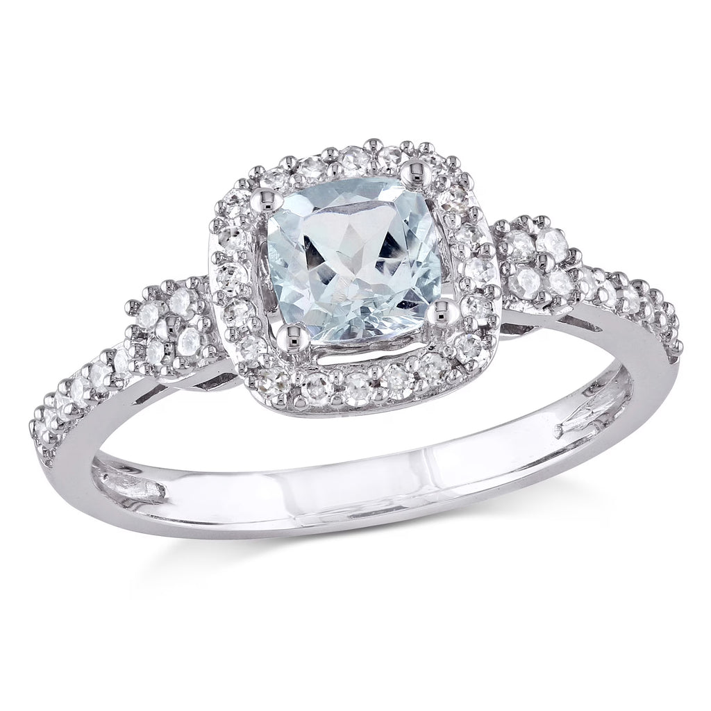 10kt White Gold Square Halo Ring C4219
