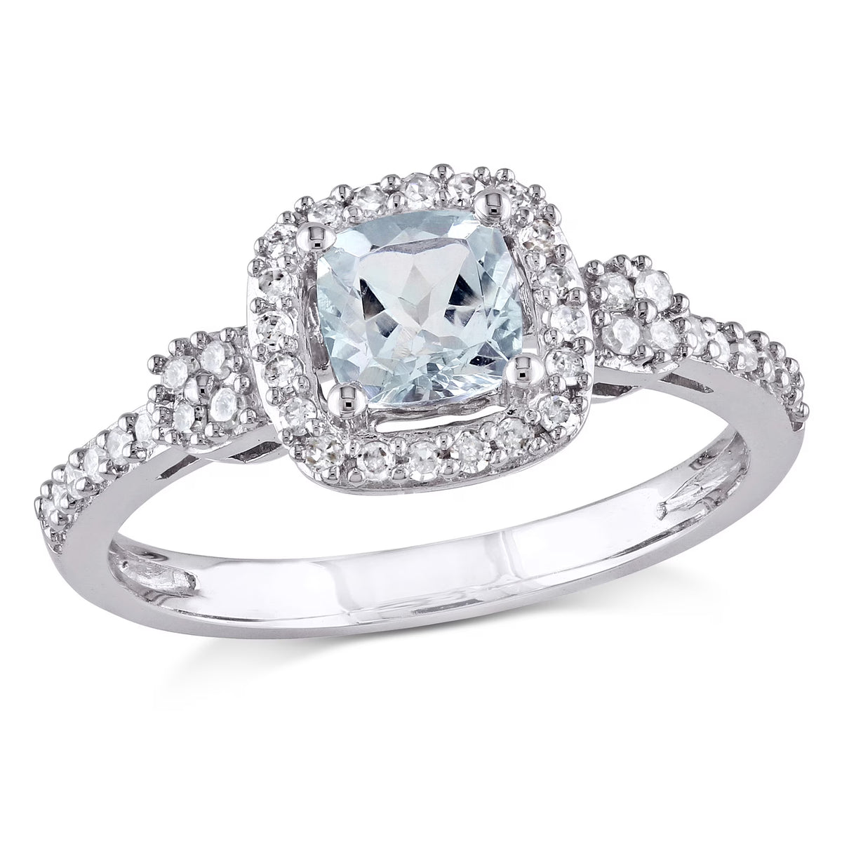 10kt White Gold Square Halo Ring C4219