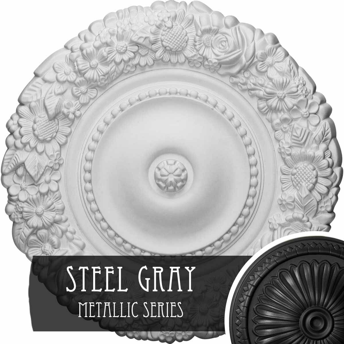 Marseille Ceiling Medallion, Hand-Painted Steel Gray G619