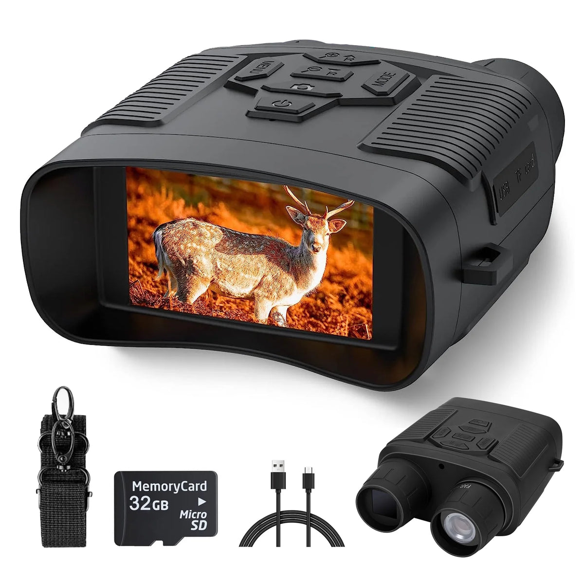 Night Vision Binoculars with 32GB SD Card 24MP/1080P 6x Zoom D413