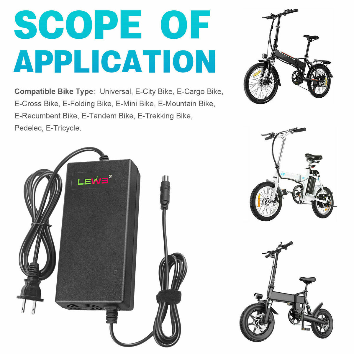 67.2V 2A T Plug Charger for 60V Li-ion Battery Electric Scooter E-bike Bicycle K2336