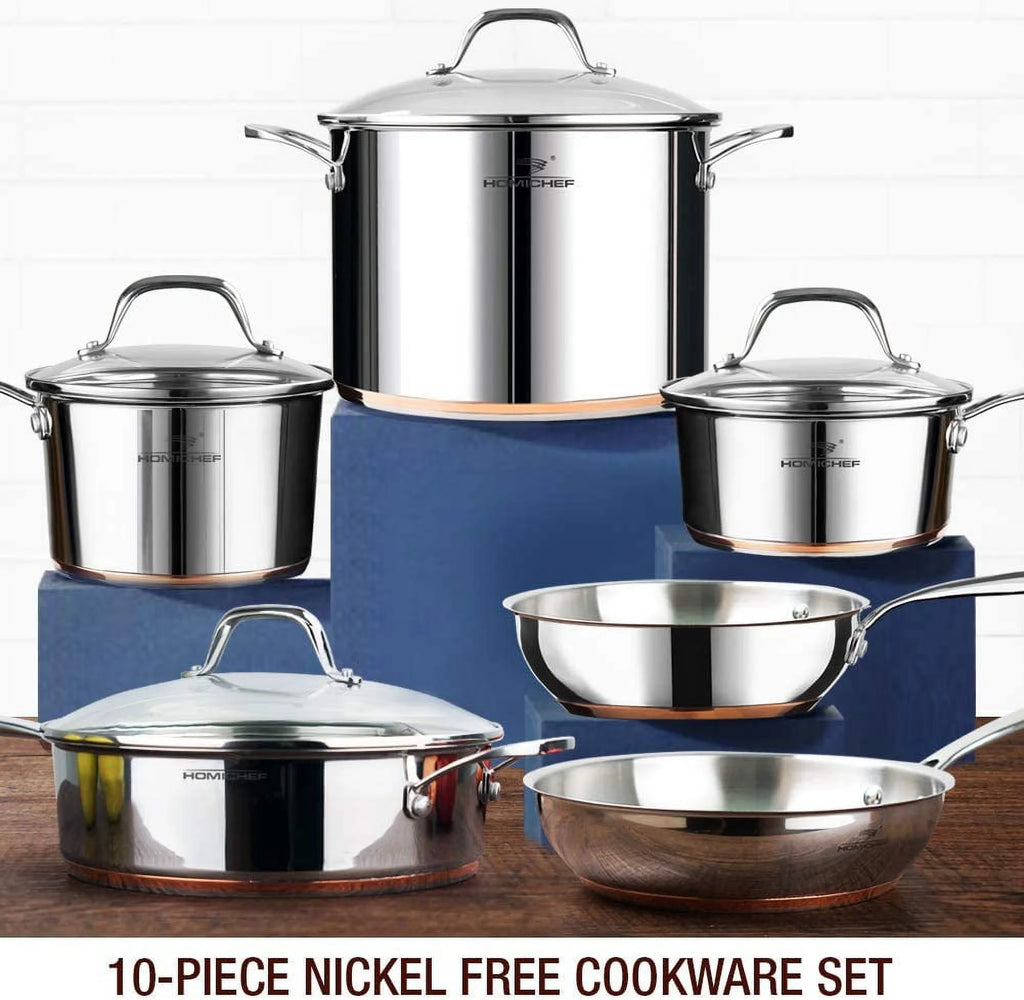 10-Piece Nickel Free Stainless Steel Cookware Set S225