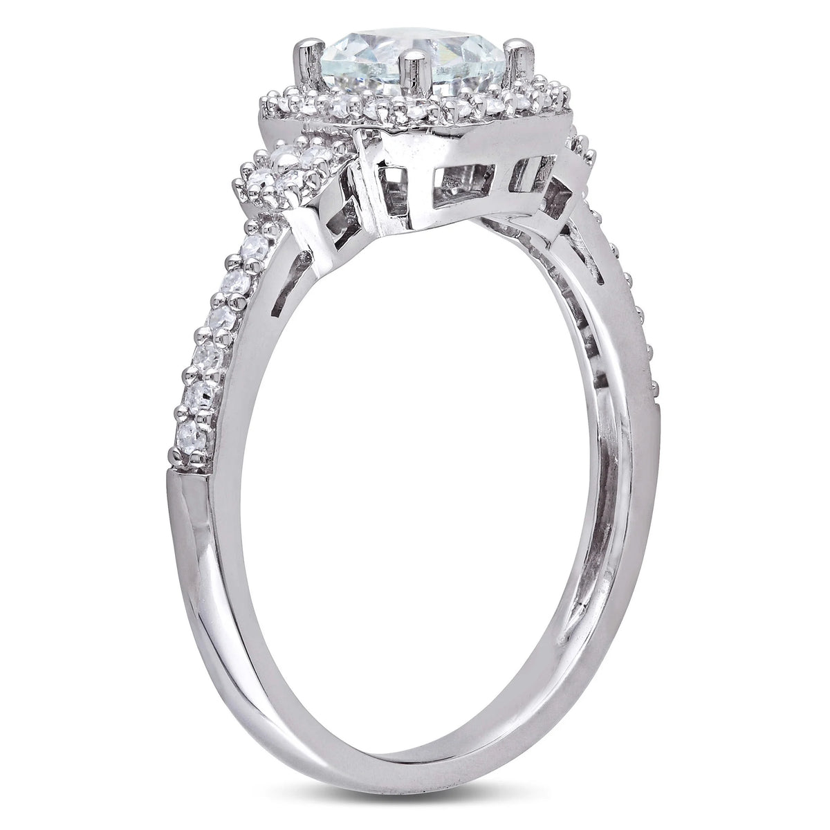 10kt White Gold Square Halo Ring C4219