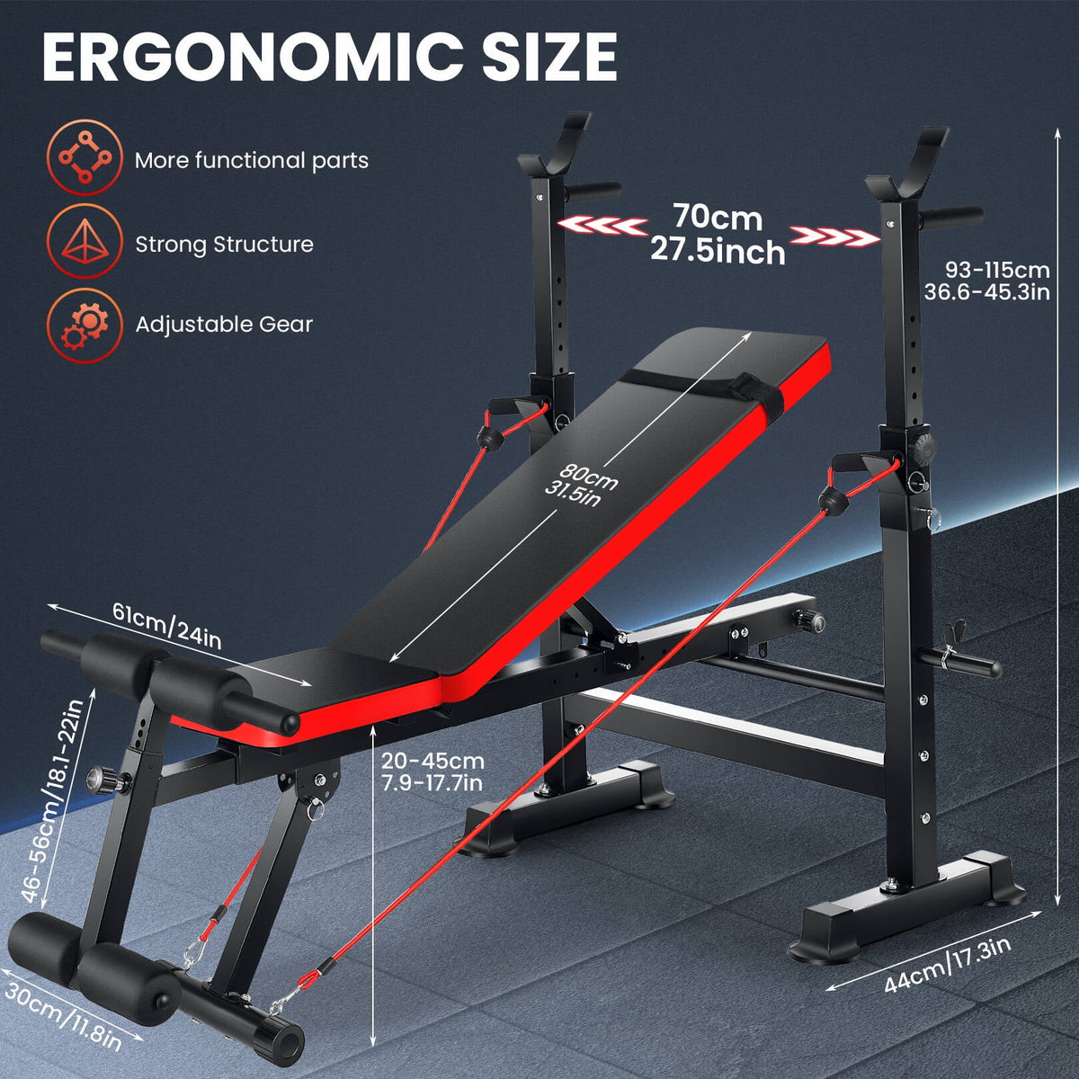 Adjustable Weight Bench Set with Barbell Rack Y105856