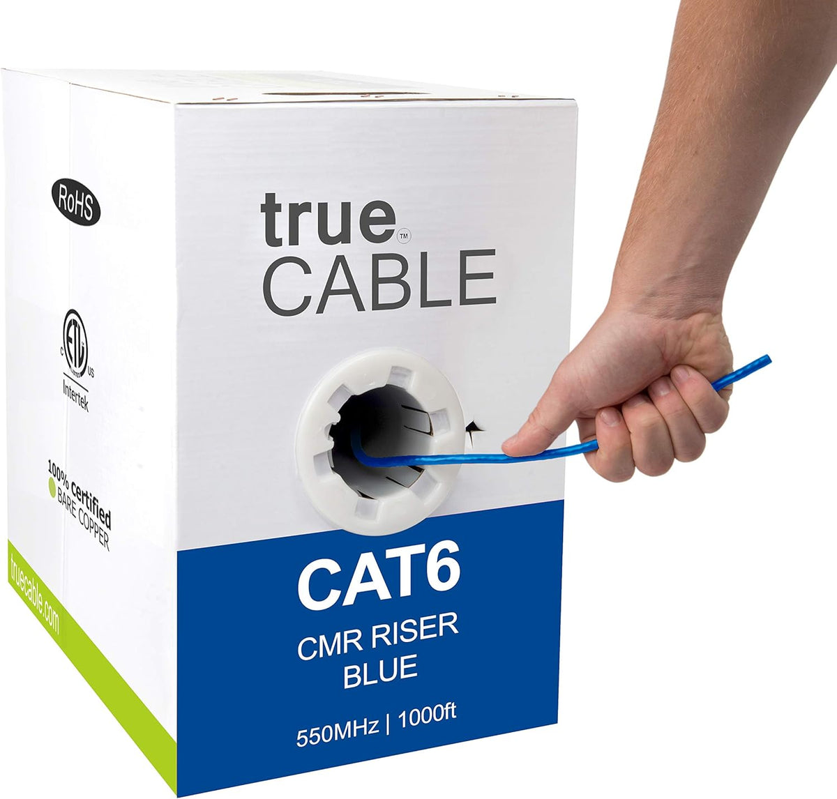 Cat6 Riser 1000ft Yellow 23AWG 4 Pair Solid Bare Copper Bulk Ethernet Cable N5219