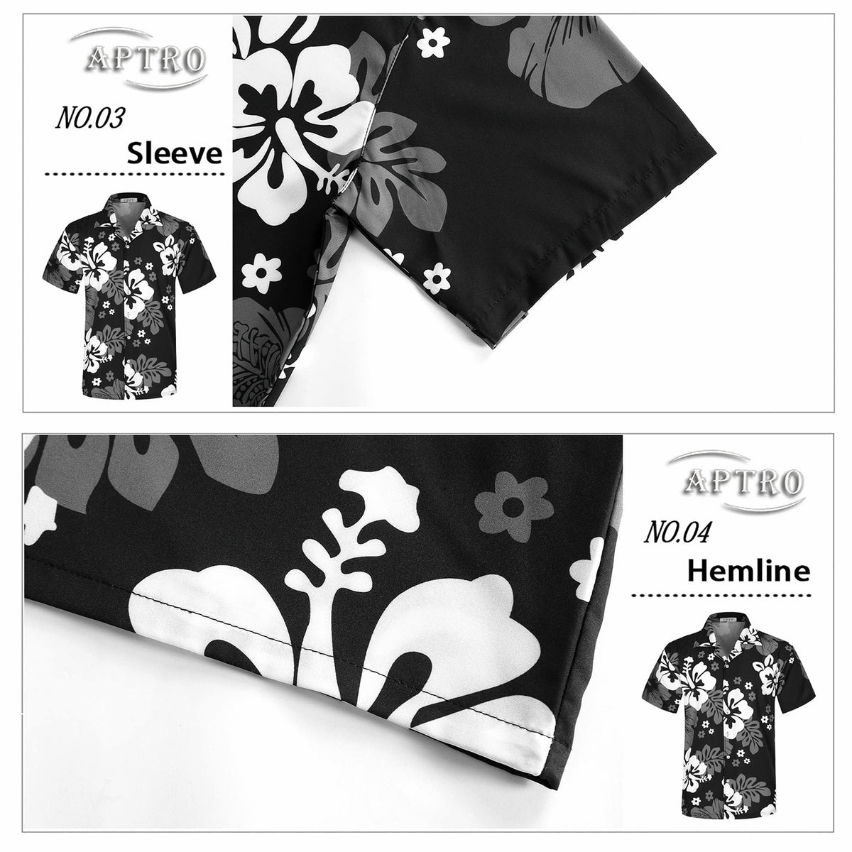 Men’s Short Sleeve Casual Button Down Shirts With Pocket Floral Black 2XL V10569