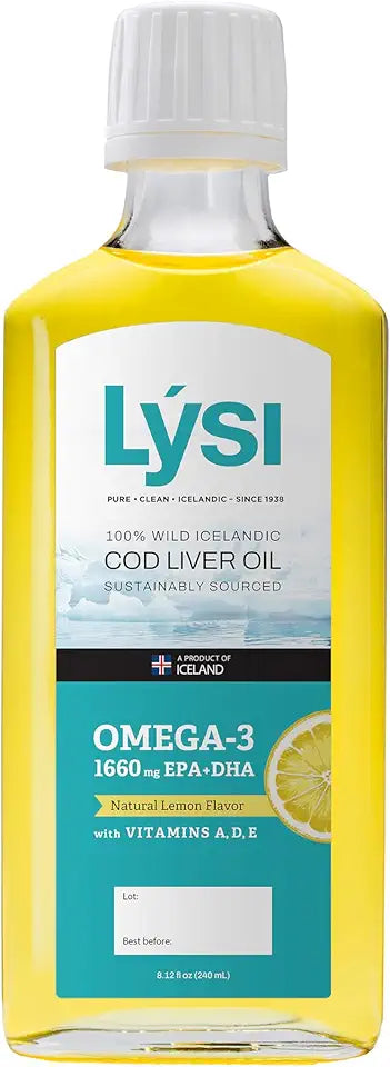 Cod Liver Oil Omega-3 Supplement 1660mg EPA & DHA 8.12 FL oz Natural Lemon K237