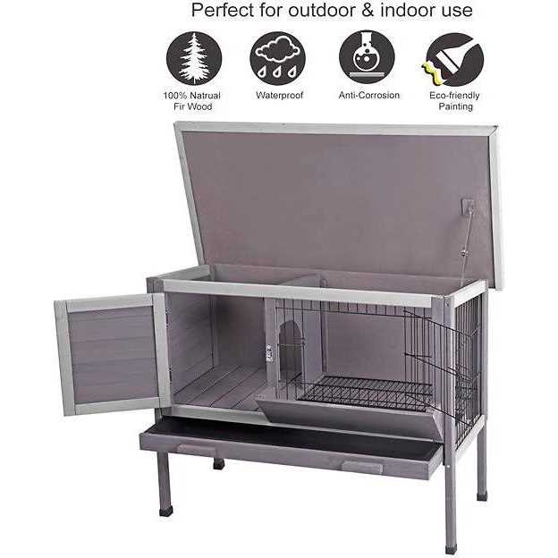 Outdoor Rabbit Hutch with Metal Wire Pan U25515