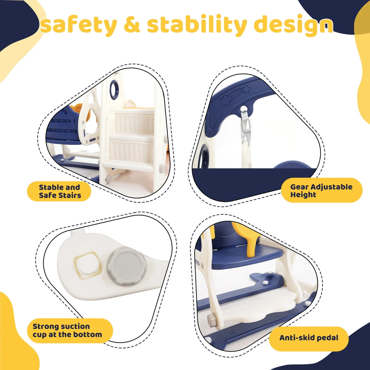 4 in 1 Toddler Slide and Swing Set M1586