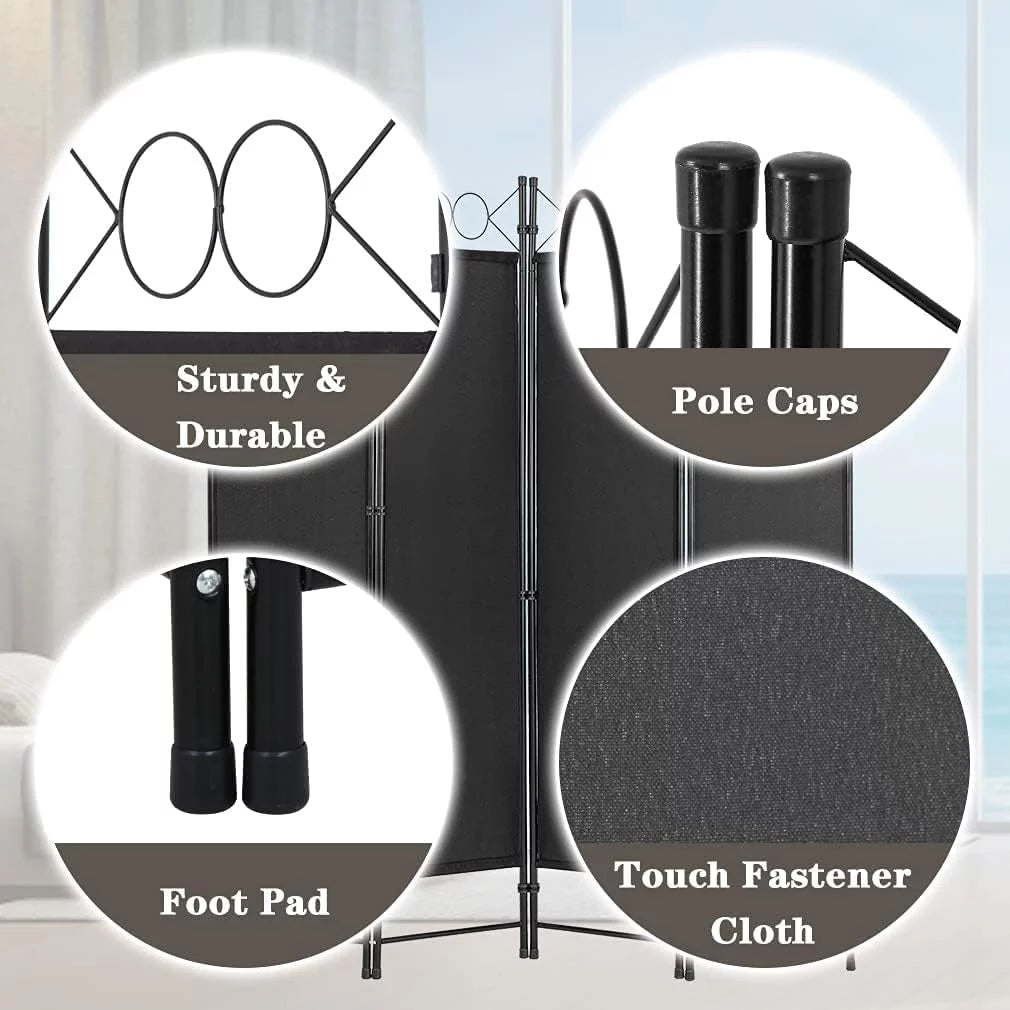 4 Panel 6FT Steel Frame Folding Privacy Divider D618