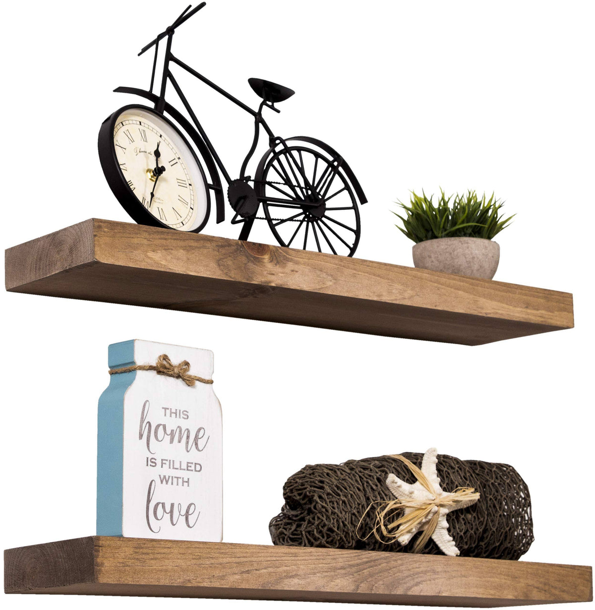 Rustic Wood Wall Shelf Set of 2 J649