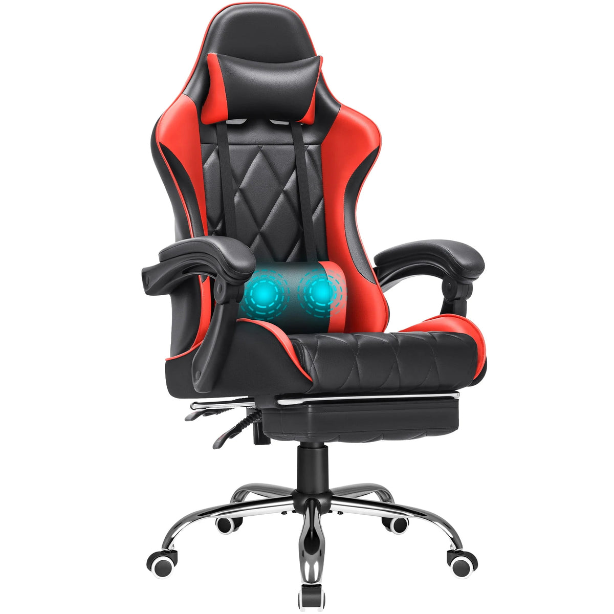 White High Back PU Leather Gaming Chair with Footrest L170