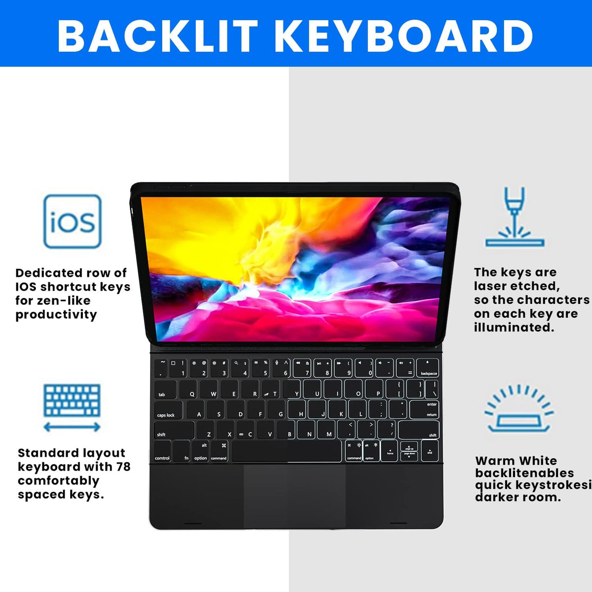Black Aluminum Alloy Keyboard Case for iPad Air 4th Generation X20615