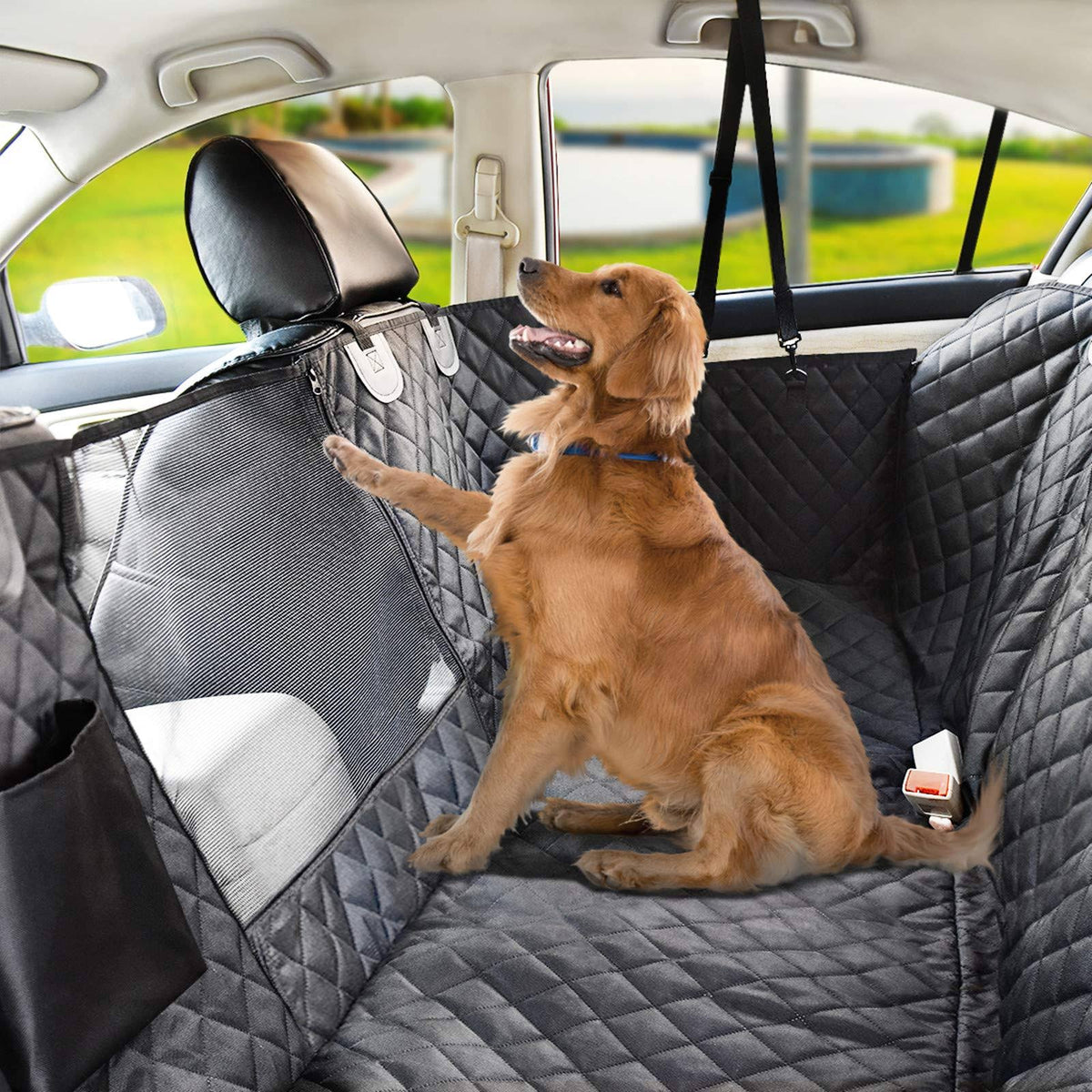 Waterproof Dog Car Seat Cover with Mesh Window U4828