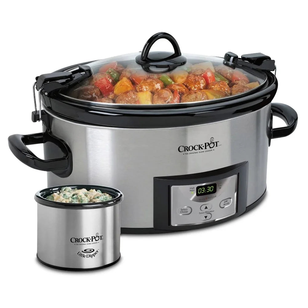 6 Quart Metallic Cooker with Hinged Lid and Little Dipper Food Warmer X9958