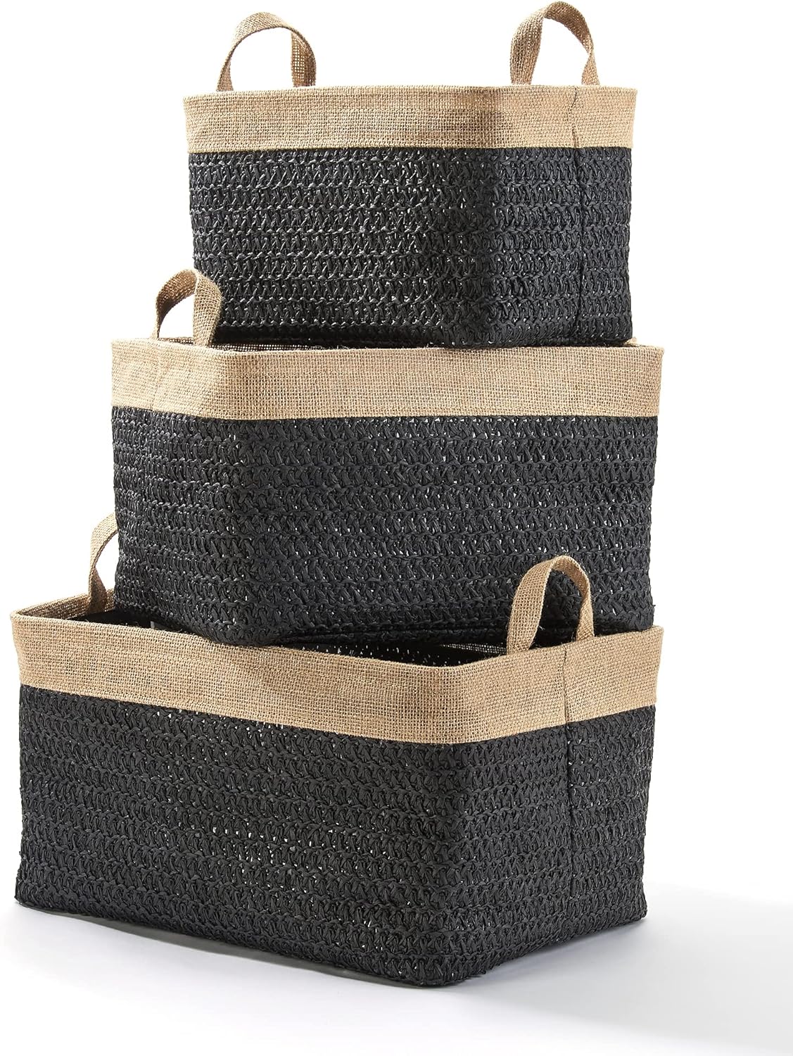 3pc Set Extra Large Woven Jute Basket Set W577140
