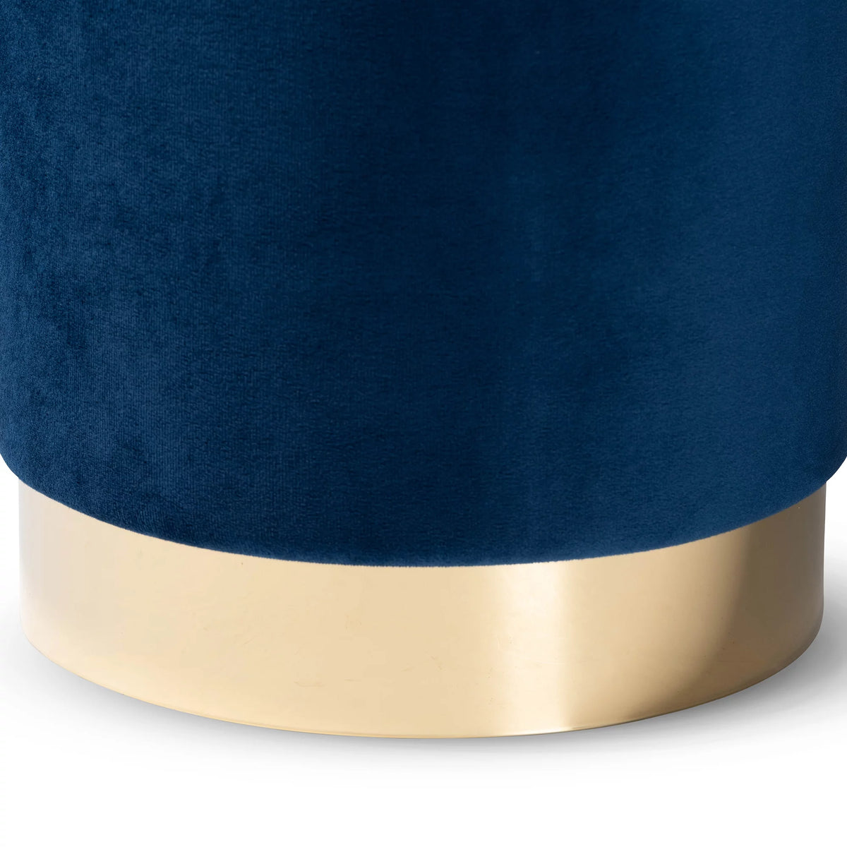 Navy Blue Velvet Upholstered Ottoman N95060