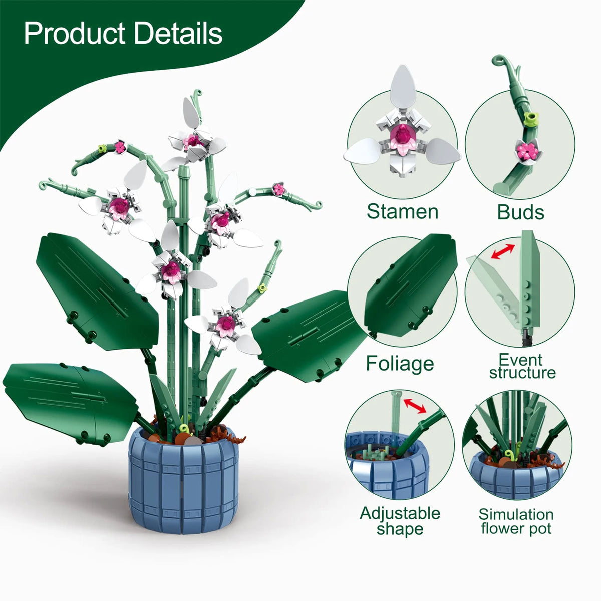 White Butterfly Orchid Building Block Set P38586