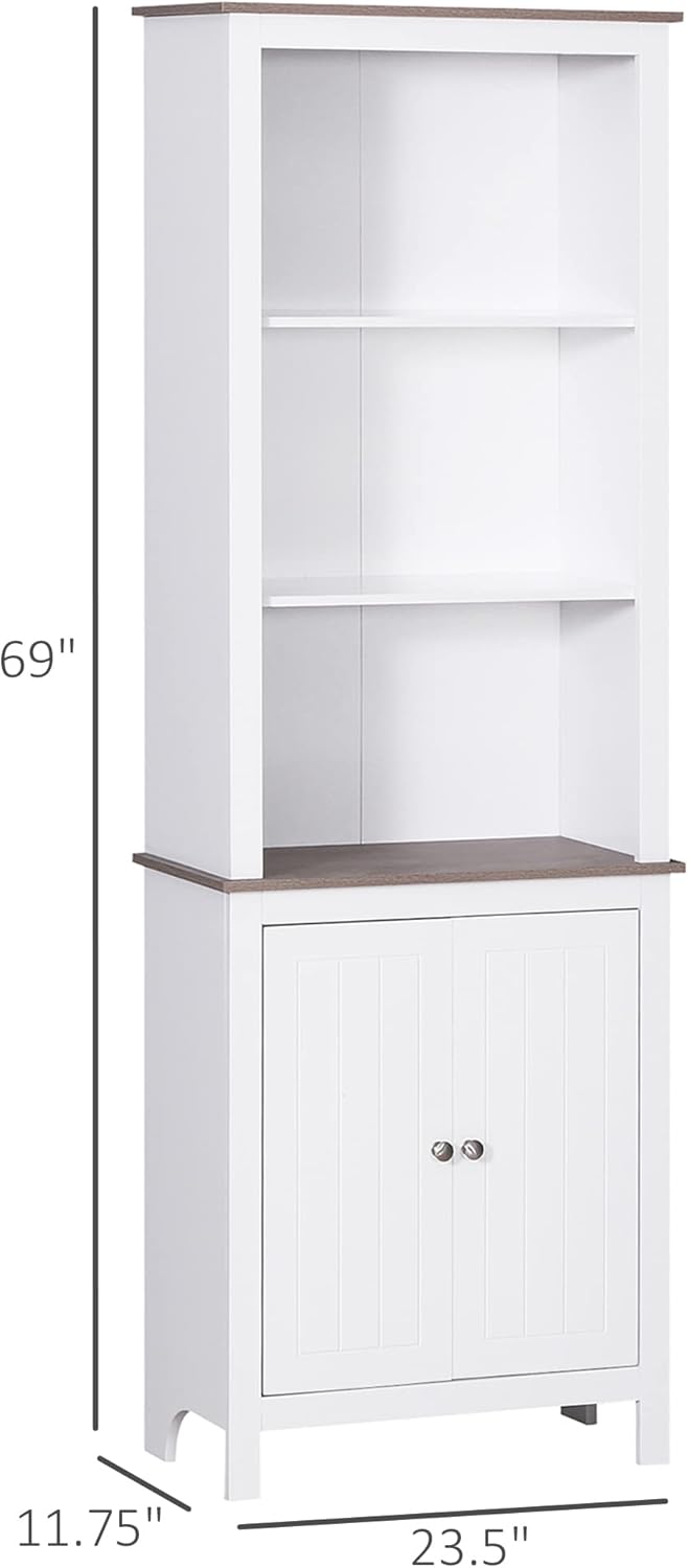 White 3-Tier Storage Cabinet with Double Door S178129