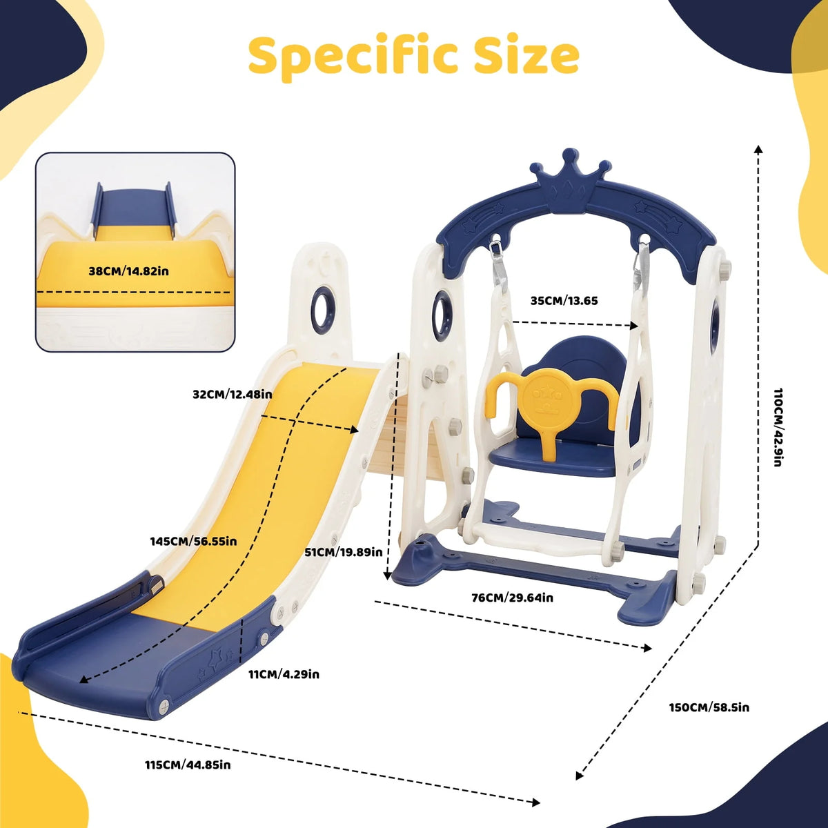 4 in 1 Toddler Slide and Swing Set M1586