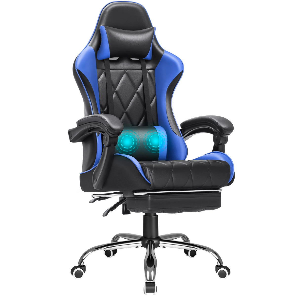 White High Back PU Leather Gaming Chair with Footrest L170