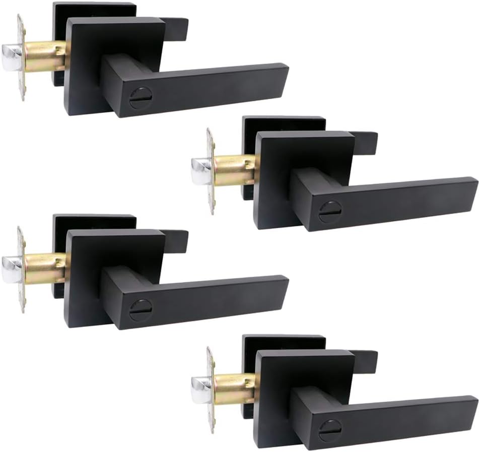 Matte Black Locking Door Lever Handle Set (4 Pack) A1963