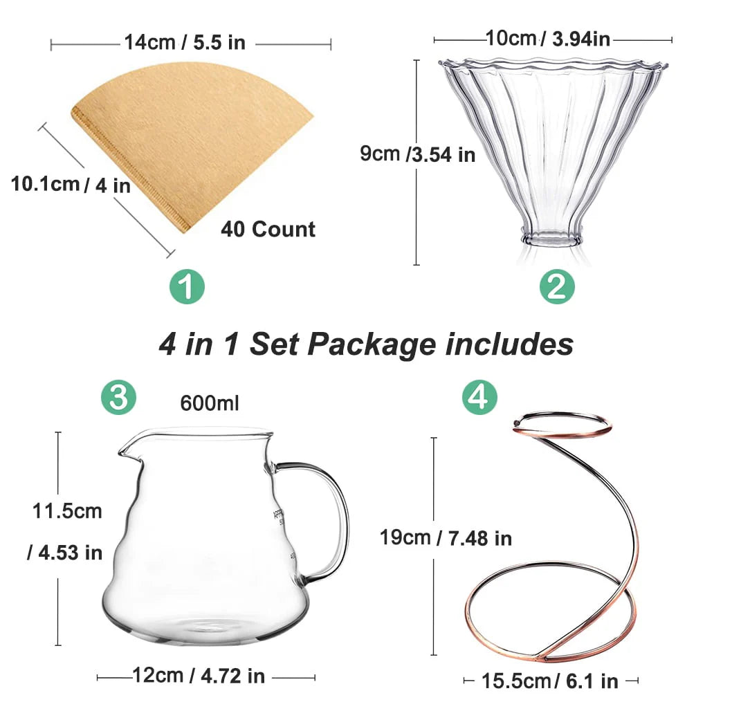 Pour Over Coffee Maker Set 4 in 1 H661