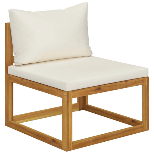 2 Piece Acacia Wood Corner Sofa Set with White Cushions U550
