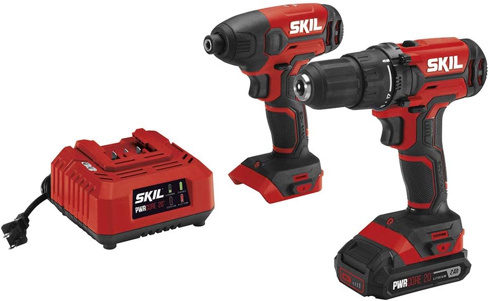 20V Cordless Drill Driver and Impact Driver Kit with 2.0Ah Battery and Charger Q80590