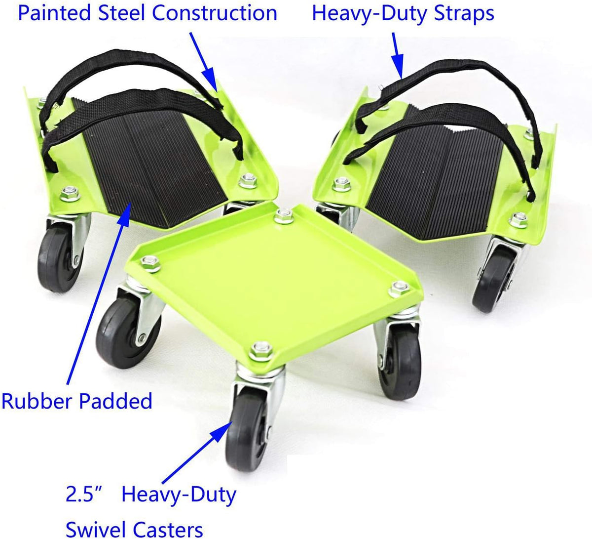 Snowmobile Dolly with 2.5" PVC Swivel Casters and Rubber Pad and Straps L68579