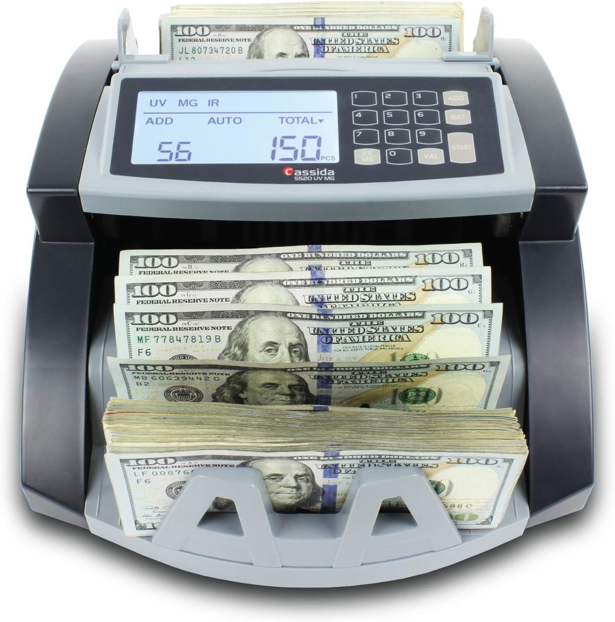 Money Counter with UV/MG/IR Counterfeit Detection, Add and Batch Modes, Large LCD Display B730069