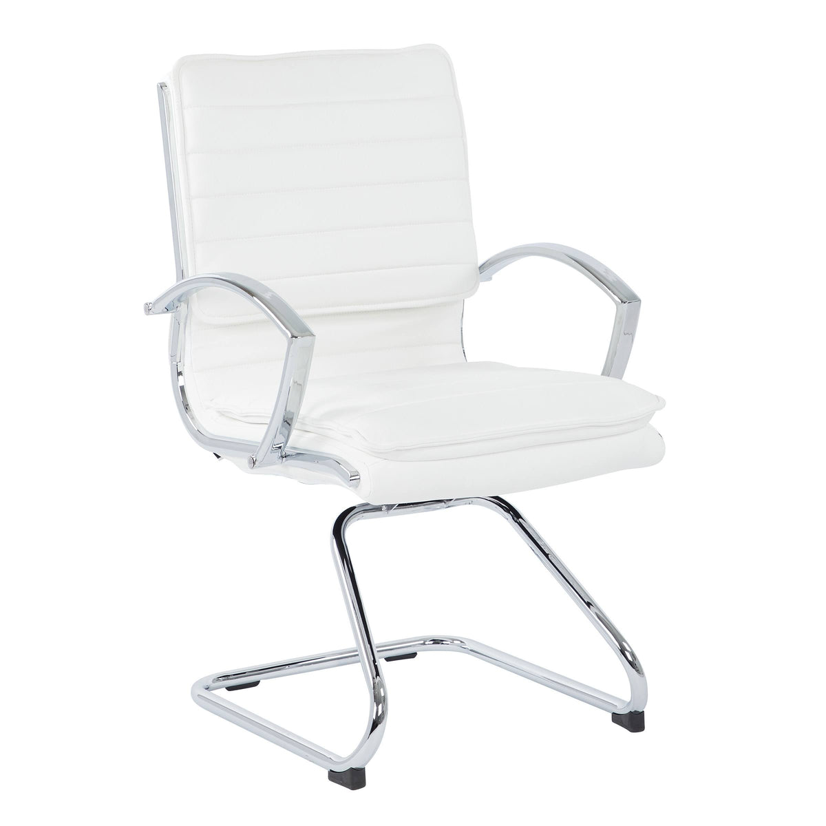 Red Faux Leather Guest Chair with Chrome Base T633