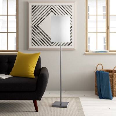 60.5x22 Floor Lamp Brushed Steel White I479