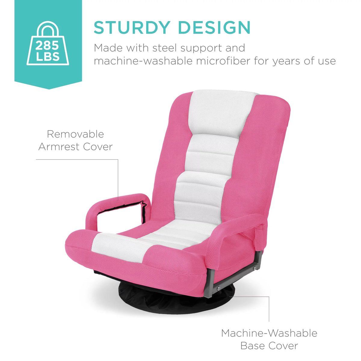 Pink White Foldable Swivel Floor Chair K2062