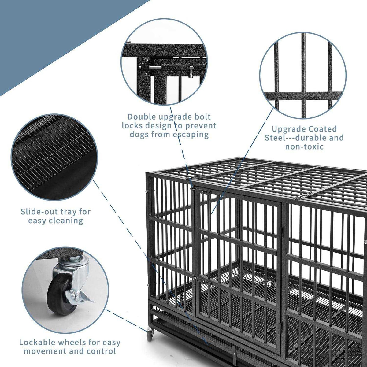 48 inch Heavy Duty Steel Dog Crate Q86731