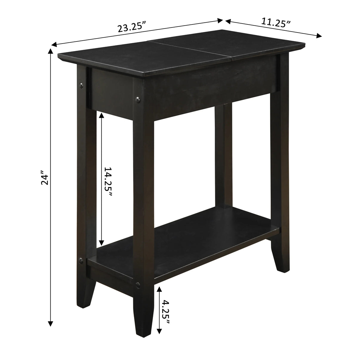 Black Flip Top End Table with Shelf A1634