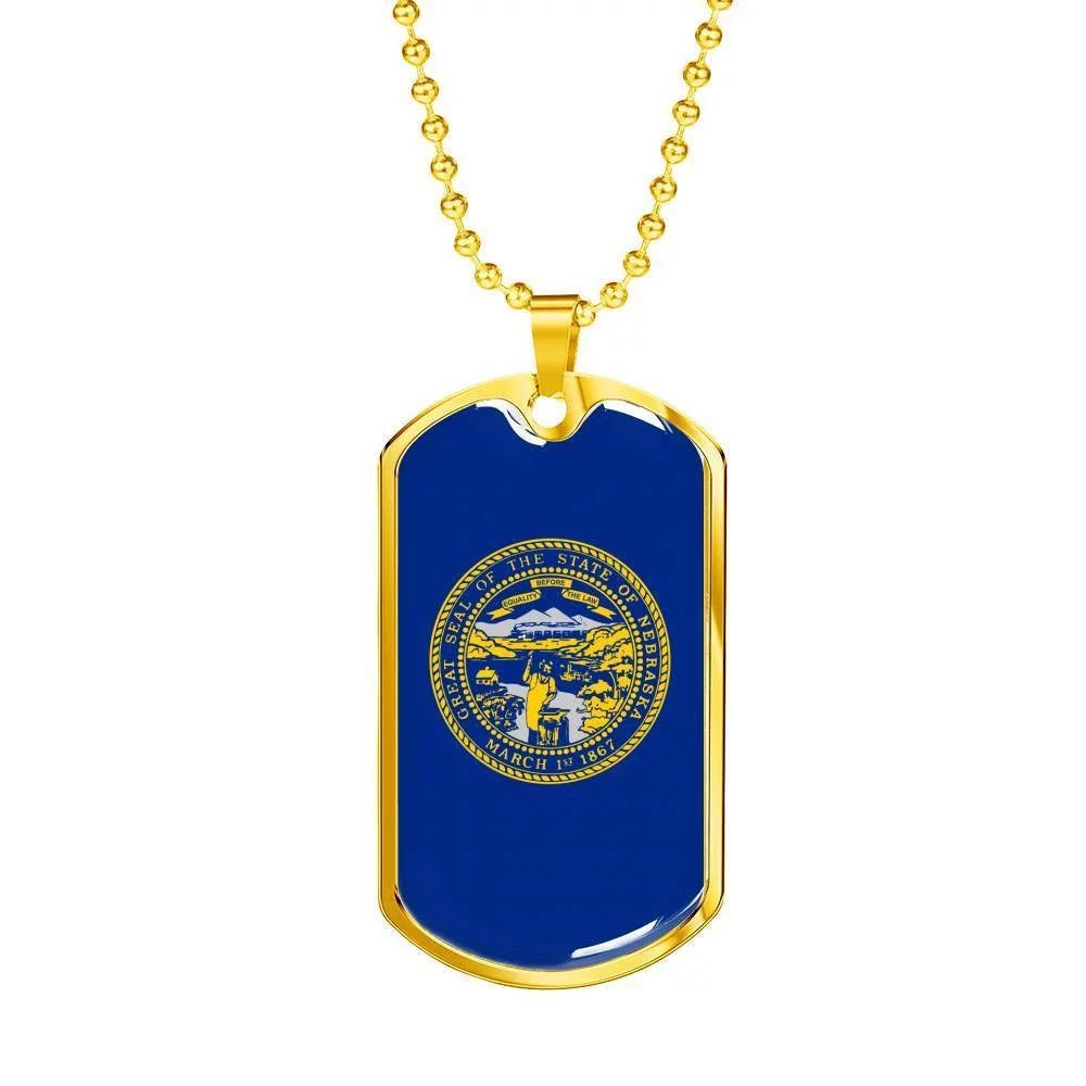 Stainless Steel or 18k Gold Dog Tag Necklace E31468