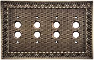 Quad Gang Push-Button Switch Plate in Antique-By-Hand F453