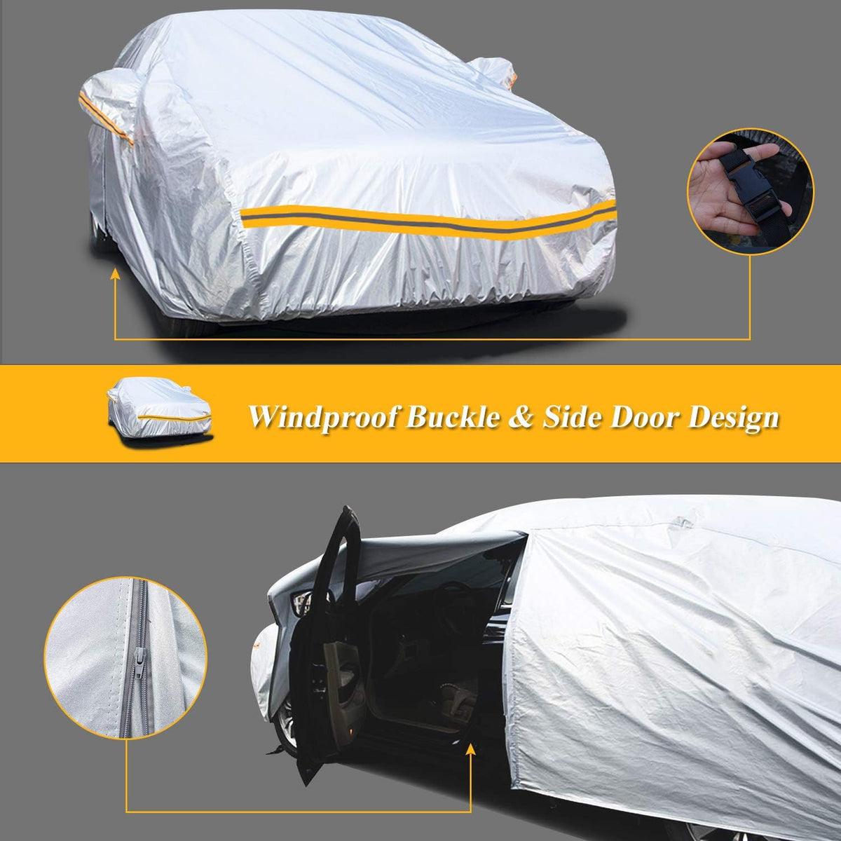 6 Layers Waterproof Hatchback Car Cover with Zipper Cotton X3813