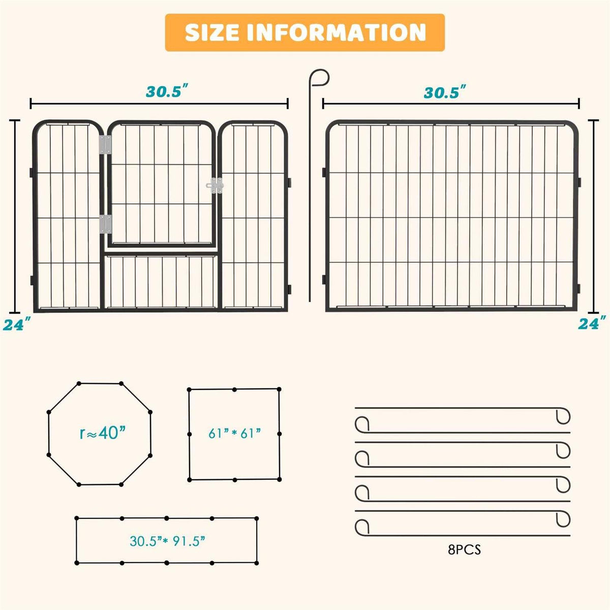 Heavy Duty Metal Dog Playpen 32 Width K94445