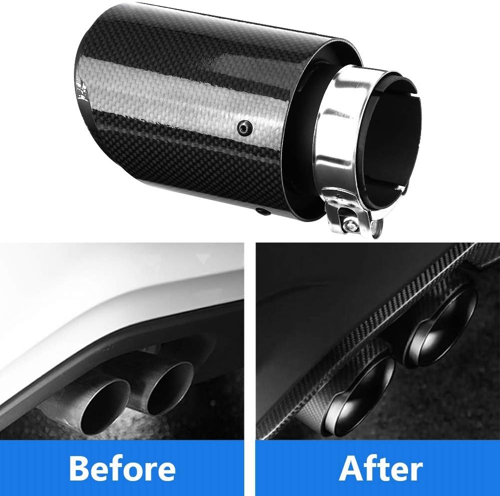 Carbon Fiber Style Muffler Exhaust End Tip Pipes, 2.36-2.5 Inch Inlet, 3.5 Inch Outlet, Pack of 2 U6108