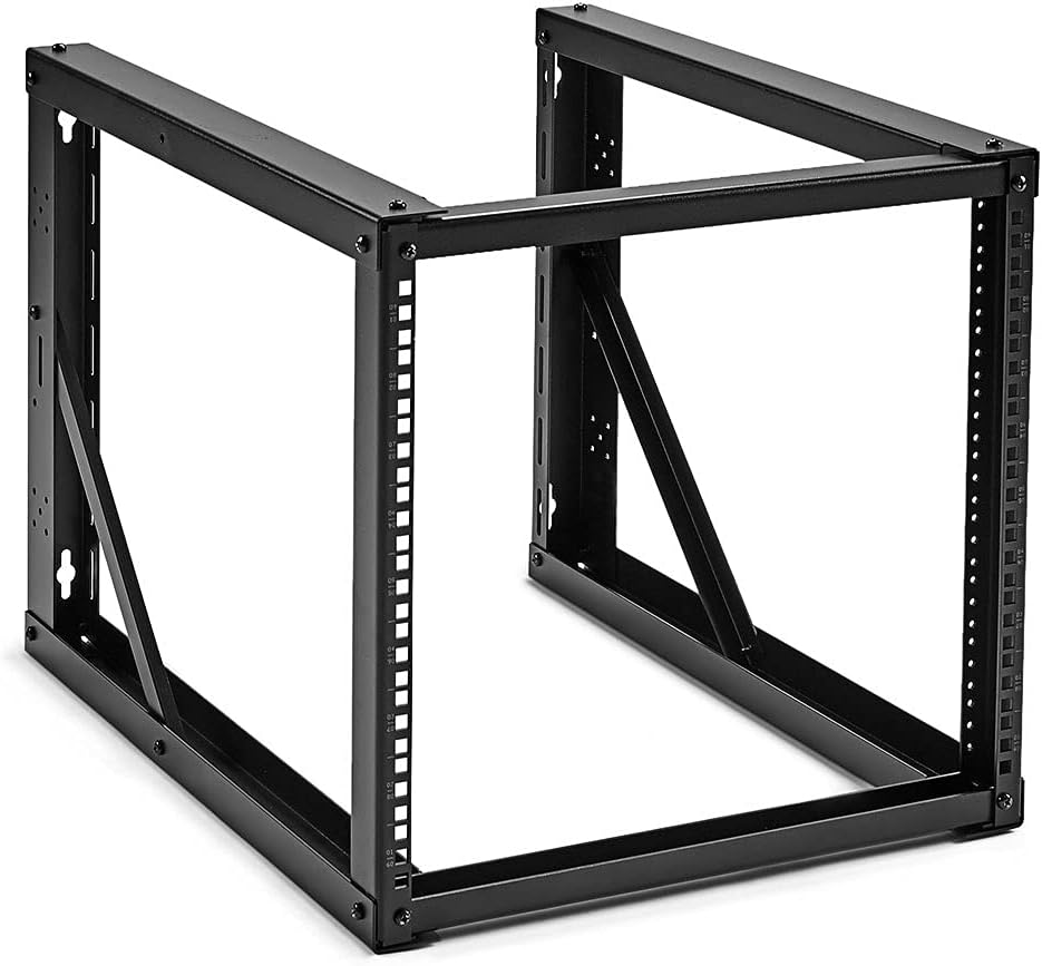 Black Steel 9U Wall-Mount Open Frame Network Equipment Rack J196740