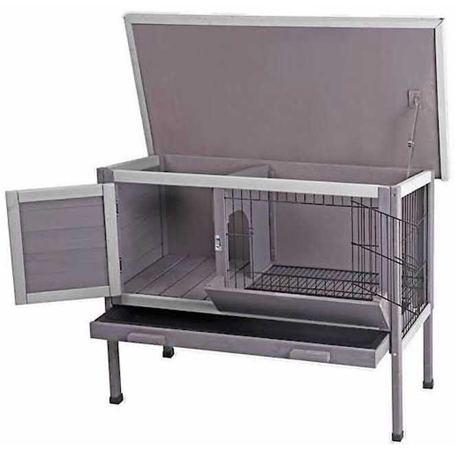 Outdoor Rabbit Hutch with Metal Wire Pan U25515
