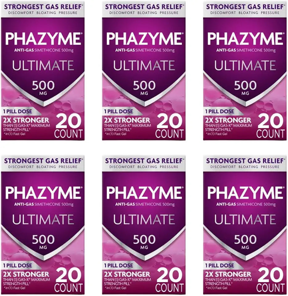 500 mg Simethicone Gas Relief Fast Gels 20 Count Pack of 6 P501804