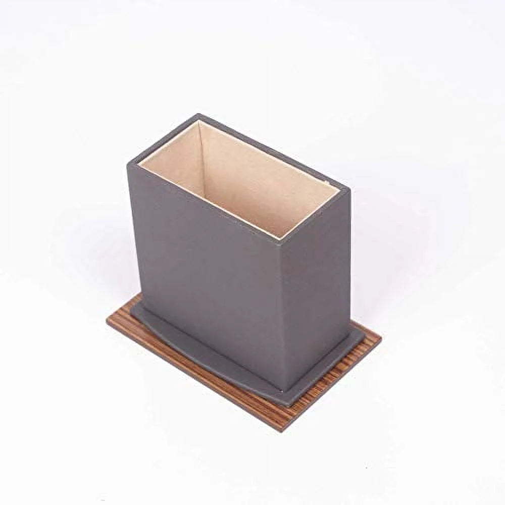 11 Pcs Leather & Wood Desk Organizer Set A280654