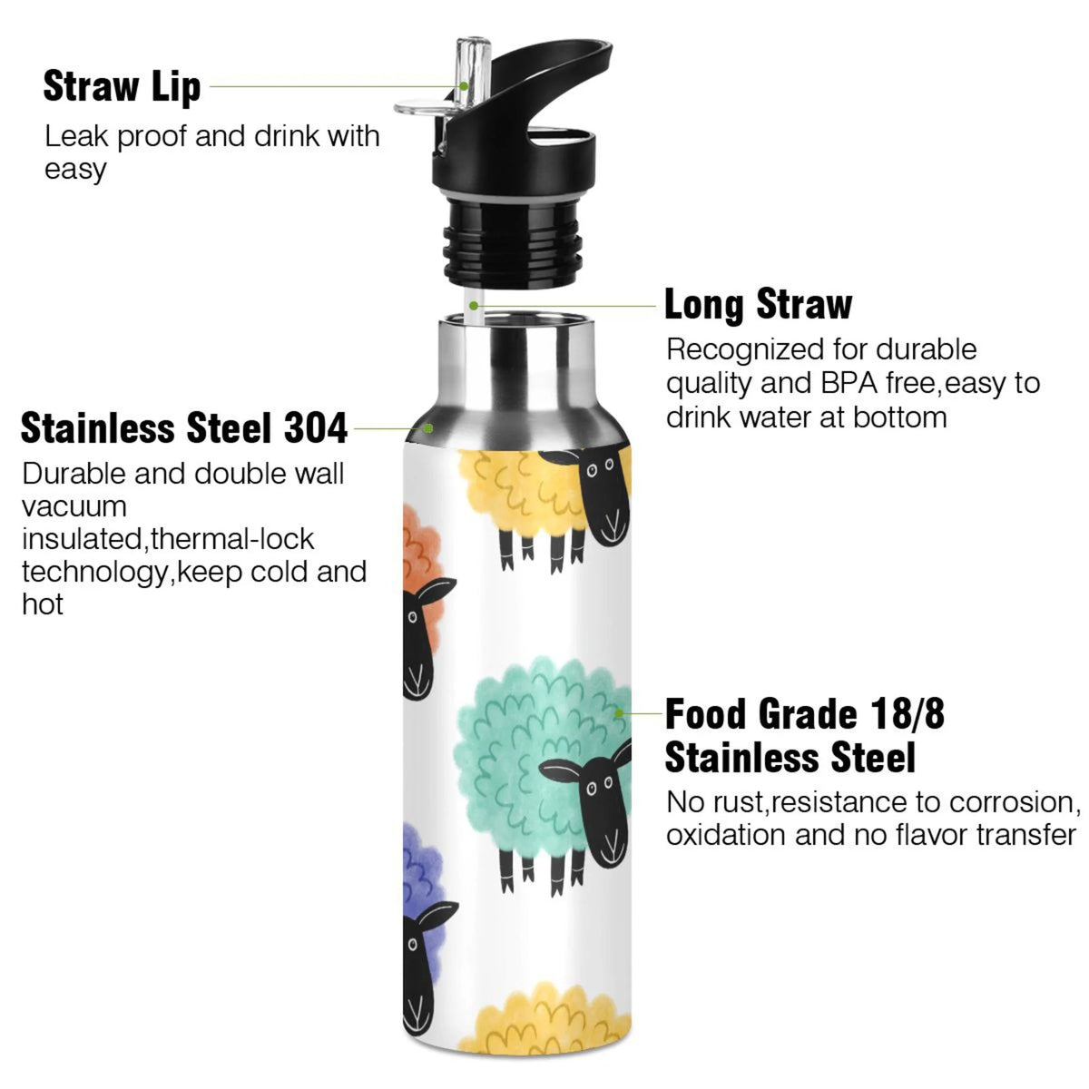 Stainless Steel Insulated Water Bottle with Straw Lid G285
