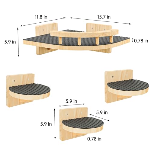 4 Packs Cat Wall Shelves with 3 Steps R4219