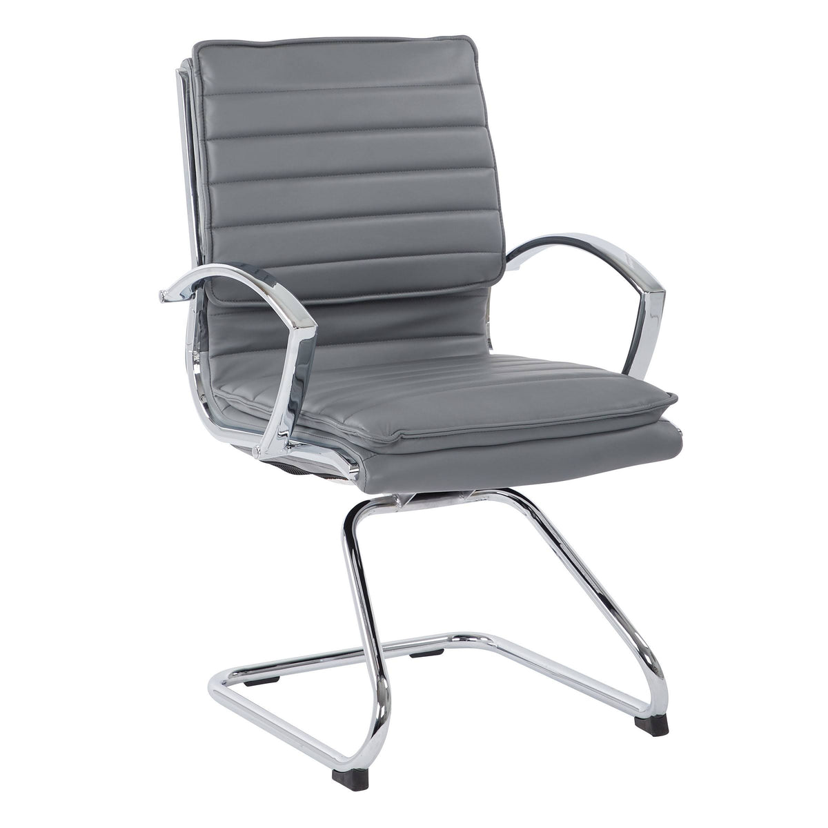 Red Faux Leather Guest Chair with Chrome Base T633