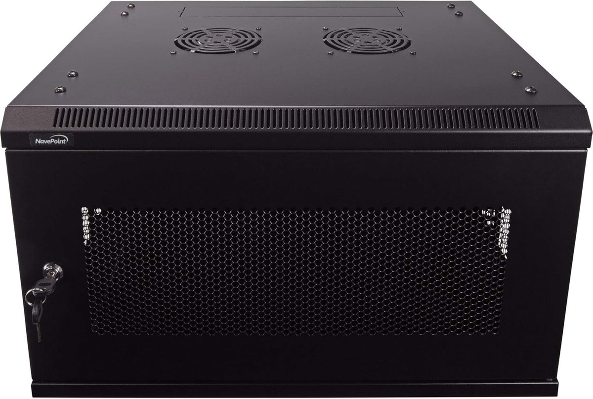 6U Wallmount Cabinet Enclosure 19-Inch Server Network Rack with Locking Perforated Door Black B296