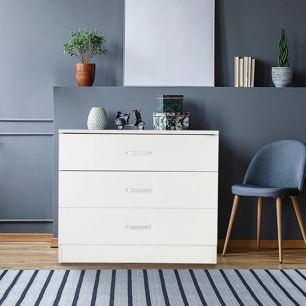 Black 3 Drawer Wood Nightstand Q62411